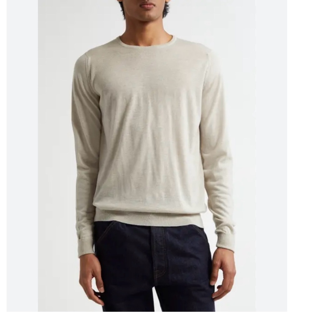 John Smedley Wool Blend Cream Sweater Made in England
